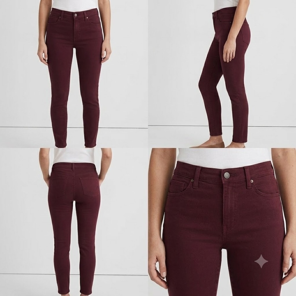 NWT Madewell Skinny Skinny Jeans Womens 28 Maroon Red Mid Rise Stretch 5-Pockets